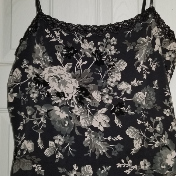 Ann Taylor Black Floral Tank - Picture 1 of 3